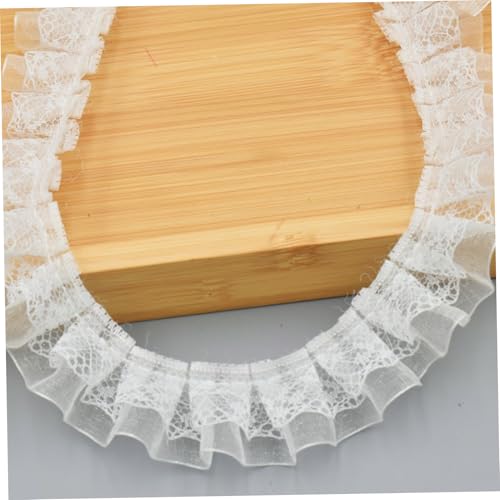 Spitzenverkleidung, 5 -Yard -Doppelschicht Spitze Ruffenband, Vintage -Stoff, dicke DIY -Bänder für Handwerk, Nähen, Hochzeitsverzerrung, weißes Rüschenband von Yaoliucp