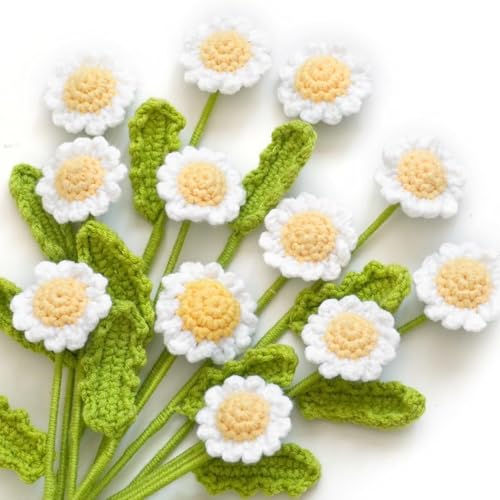 Yaoliucp 12pcs Häkelblumen, künstliche Gänseblümchen -Häkelblumenstrauß, realistische Blume für Muttertag Valentinstag Geburtstag Hochzeitshäuser, weiß Yaoliucp 12pcs Häkelblumen, künstliche Gänseblümchen -Häkelblumenstrauß, realistische Blume für Muttertag Valentinstag Geburtstag Hochzeitshäuser, weiß von Yaoliucp