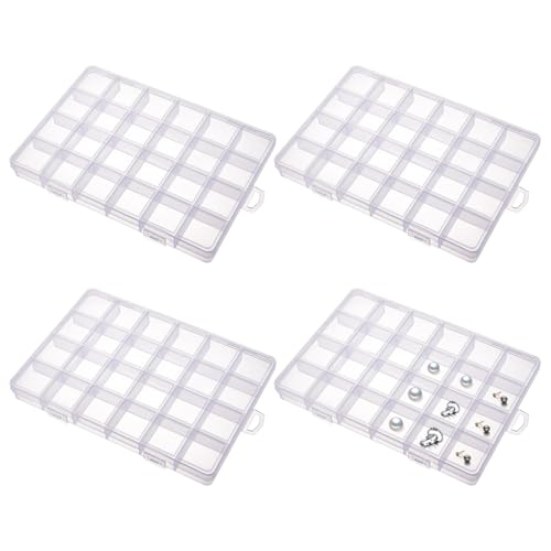 Yaoliucp 4pcs Perlenorganisator Box, 28 Gitter klare Plastikperlenlagerbehälter mit festen Trennwänden, Charm Organizer Box mit Schnappdeck Yaoliucp 4pcs Perlenorganisator Box, 28 Gitter klare Plastikperlenlagerbehälter mit festen Trennwänden, Charm Organizer Box mit Schnappdeck von Yaoliucp