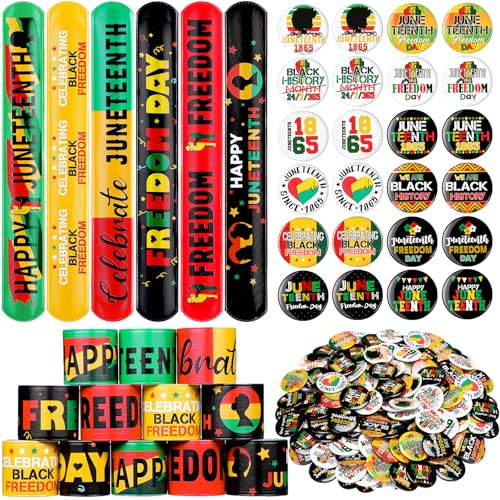 Yaomiao 360 Stück Happy Juneteenth Day Partygeschenke 180 Stück Juneteenth Pin Buttons Bulk Freedom Day Slap Armbänder für Black American 1865 Afro-Partyzubehör Yaomiao 360 Stück Happy Juneteenth Day Partygeschenke 180 Stück Juneteenth Pin Buttons Bulk Freedom Day Slap Armbänder für Black American 1865 Afro-Partyzubehör von Yaomiao