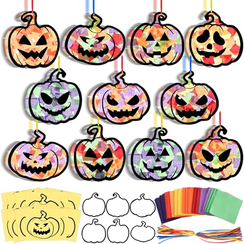 Yaomiao Halloween-Kürbis-Sonnenfänger, Papier-Bastelset, DIY-Form, Buntglas-Effekt, Seidenpapier, hängende Sonnenfänger für Halloween, Zuhause, Klasse, Geburtstag, Party, Geschenke, 30 Stück Yaomiao Halloween-Kürbis-Sonnenfänger, Papier-Bastelset, DIY-Form, Buntglas-Effekt, Seidenpapier, hängende Sonnenfänger für Halloween, Zuhause, Klasse, Geburtstag, Party, Geschenke, 30 Stück von Yaomiao