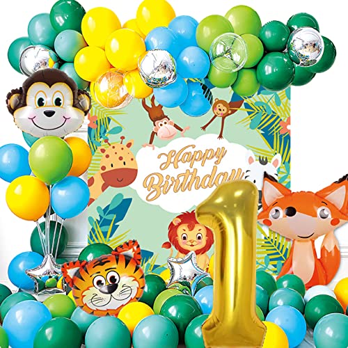 YapitHome 1 Satz Geburtstag Tiere Thema Set Dschungel Geburtstag Dekoration Luftballon 1.geburtstag für Safari Party Dekoration von YapitHome