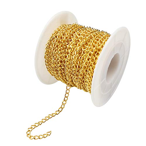 YapitHome 10m Schmuckkette Gliederkette Gold Schmuckherstellung Zubehör für DIY Halskette Basteln, Chmuck Herstellung(Golden，4 * 2.7mm) von YapitHome