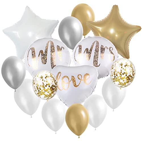 YapitHome 18 Stück Mr & Mrs Ballon Luftballon Hochzeit Engaged Deko Luftballons für Hochzeitdeko,Heiratsantrag,Fest Party Dekoration von YapitHome