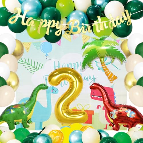 YapitHome 2 Jahre Dino Dekorationen, 51 Stück Dino Geburtstag Deko, Kindergeburtstag Dekorationen für Kindergeburtstagsfeiern (Dinosaurier) von YapitHome