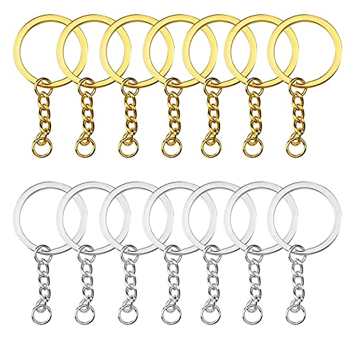 YapitHome 60 Stück 25mm Metall Schlüsselring mit Kette Schlüsselring Schlüsselanhänger Basteln Schlüsselanhänger mit Spaltringe für Schlüsselanhänger, Zum Basteln, Schmuckherstellung, Silber+Golden YapitHome 60 Stück 25mm Metall Schlüsselring mit Kette Schlüsselring Schlüsselanhänger Basteln Schlüsselanhänger mit Spaltringe für Schlüsselanhänger, Zum Basteln, Schmuckherstellung, Silber+Golden von YapitHome