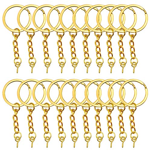 YapitHome 60 Stücke Golden Schlüsselanhänger Zum Basteln Schlüsselringe mit Kette Schlüsselanhänger mit Gliederkette mit Schraubenaugen Geeignet für Handgefertigte DIY-Produkte-2 von YapitHome