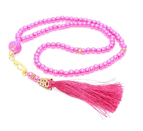 Tasbeh 99 Gebetsperlen Islamischer Namaz Dhikr Ottoman-Stil Quaste Waw Dekoration Auto Kleiderbügel (Pink) von Yaqeen