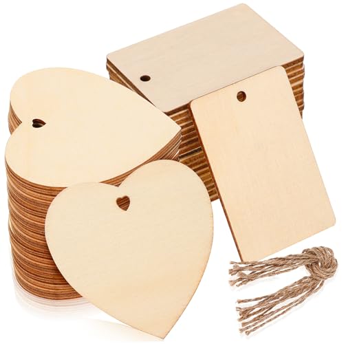 Yardenfun 1 Satz Unbehandelte Holzscheiben Herz und Rechteckige Form mit Löchern zum Aufhängen für Diy Weihnachtsdekoration und Bastelprojekte Yardenfun 1 Satz Unbehandelte Holzscheiben Herz und Rechteckige Form mit Löchern zum Aufhängen für Diy Weihnachtsdekoration und Bastelprojekte von Yardenfun