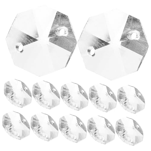 Yardenfun 100Stücke Achteckige Glasperlen Doppelloch Bastelperlen für Schmuckherstellung und Dekoration Klare Anhänger für DIY Projekte Vielseitige Perlen für Verschiedene Anlässe von Yardenfun