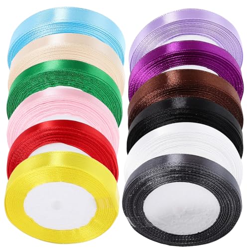Yardenfun 12 Rollen Satinband Geschenkband Bastelband Zuschneidbar Farbiges Polyester Geschenkverpackungsband für Dekoration und Bastelarbeiten Yardenfun 12 Rollen Satinband Geschenkband Bastelband Zuschneidbar Farbiges Polyester Geschenkverpackungsband für Dekoration und Bastelarbeiten von Yardenfun