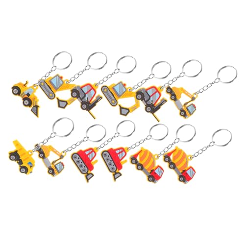 Yardenfun 12 Stück Teiliges PVC Schlüsselanhänger Baumaschinen Bagger Kran Zementmischer für Baustellen partys Leicht Farbecht Vielseitig als Party deko und Geschenk Geeignet von Yardenfun