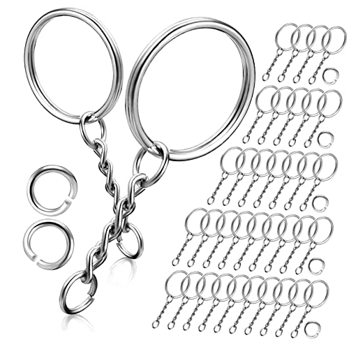 Yardenfun 120Stücke Schlüsselring Basteln Metallringe mit Ketten Sprungringen für DIY Schlüsselanhänger Robust Langlebig Organisieren von Schlüsseln von Yardenfun