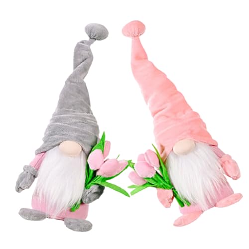 Yardenfun 2 Stück Niedliche GNOME Puppe mit Teiliges Rosa für Muttertagsdekoration Kreative Wohnaccessoires Detailreiche Figuren für Festliche Anlässe Liebevolles für Frauen von Yardenfun