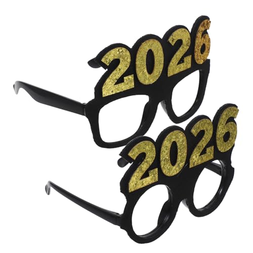 Yardenfun 2 Stück Partybrille mit Schwarzem und Goldenem Glitzer Leichte Festival-sonnenbrille als Fotorequisite für Silvester Abschlussfeier und Festliche Events von Yardenfun