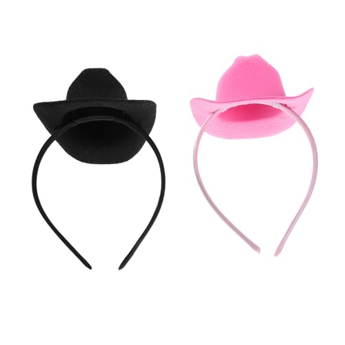 Yardenfun 2 Stück Teiliges Cowgirl Stirnband Mini Cowboyhut Western Stil Haarreif für Frauen Mädchen Leichtes Partyaccessoire Halloween Festival Kostüm von Yardenfun