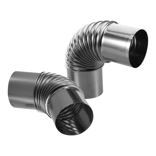 Yardenfun 2 Stück Teiliges Edelstahl Ofenrohr Bogen Hitzebeständiges Kaminrohr für Outdoor Holzofen Flexibel Montierbar Rostfrei und Langlebig für Beengte Räume von Yardenfun