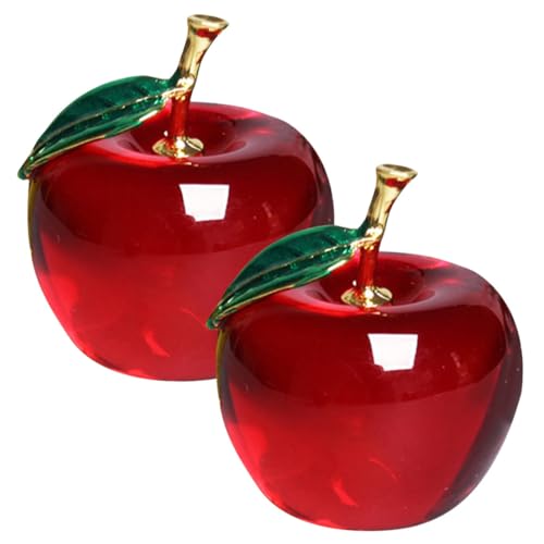 Yardenfun 2 Stück Teiliges Glasfrucht-dekor aus Kristall Rotes Ästhetisches Raumdekoration-Ornament Langlebige Glasverarbeitung Vielseitige Tischdekoration für Büro und Zuhause für Freunde von Yardenfun