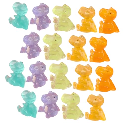 Yardenfun 20 Stück Teiliges Dinosaurier Figuren aus Harz Leuchtend im Dunkeln Detailreiche Cartoon Motive Kompakte Tischdekoration für Kinderzimmer für Bildungs und Spielzwecke von Yardenfun
