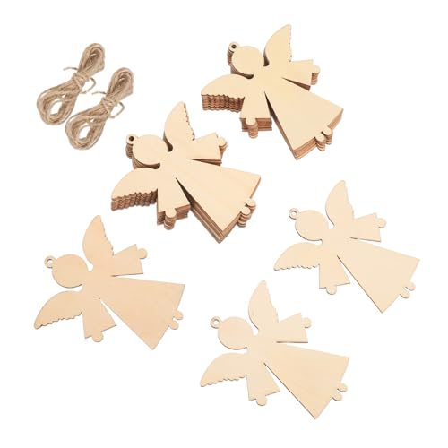 Yardenfun 20 Stück Weihnachtsornamente in Engelsform Aus Holz Mit Schnüren, Kunst, Unvollendete Ornamente Für Weihnachten, Hochzeit, Geburtstag, Party, Erntedankfest, Dekoration, 10,5 X 9 von Yardenfun