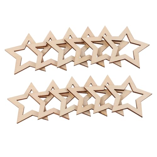 Yardenfun 25 Stück Teiliges Hohle Fünfeckige Holzsterne Blanko Holzscheiben Unvollendete Sternformen Für DIY Bastelprojekte Familienaktivitäten Weihnachtsdeko Hochzeit Party von Yardenfun