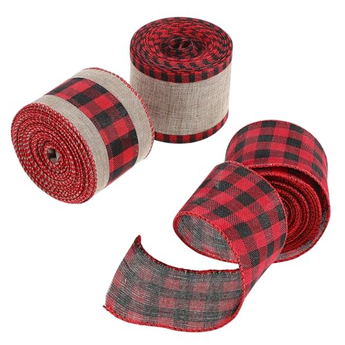 Yardenfun 3 Rollen Weihnachts Geschenkband Breit Robustes Juteband in Rot Schwarz Yards pro Reißfest und Flexibel für DIY Deko Schleifen und Verpackungen Yardenfun 3 Rollen Weihnachts Geschenkband Breit Robustes Juteband in Rot Schwarz Yards pro Reißfest und Flexibel für DIY Deko Schleifen und Verpackungen von Yardenfun
