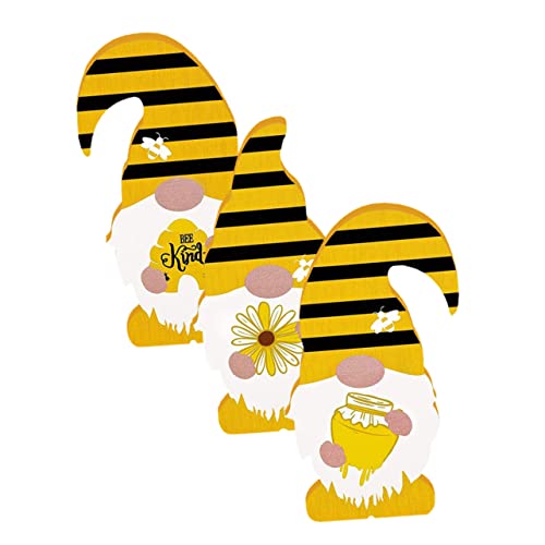Yardenfun 3 Stück Teiliges Bienen GNOME Tischschild Set Sommerliche Dekoration für Zuhause Schreibtisch Küche und Garten und Gestaltet für Festliche Anlässe von Yardenfun