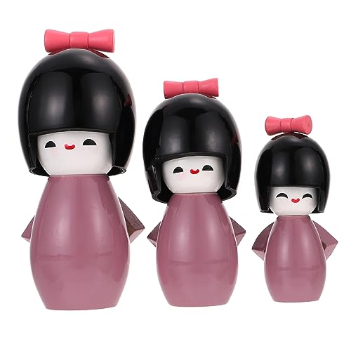 Yardenfun 3 Stück Teiliges Set Japanische Kimono Puppen Handgefertigte Holzfiguren für Wohn und Restaurantdekoration Sammelobjekte Geschenkideen mit Detailgetreuer Gestaltung von Yardenfun