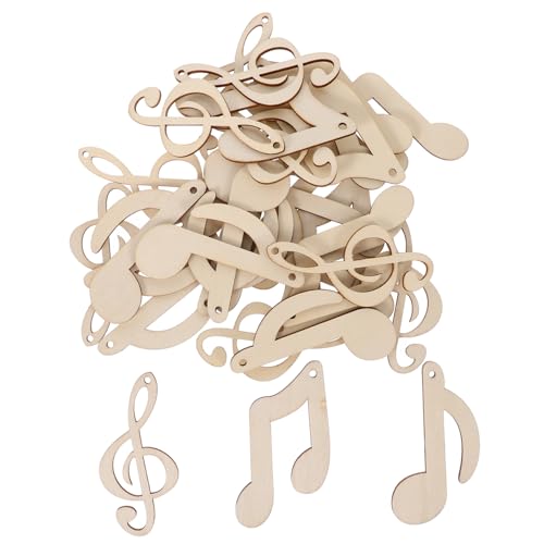 Yardenfun 30 Stück Teiliges Holzscheiben Musiknoten Blanke Holzstücke DIY Basteln Streudeko Verzierung für Kreative Handarbeiten und Wohnaccessoires Kinderhandwerk von Yardenfun