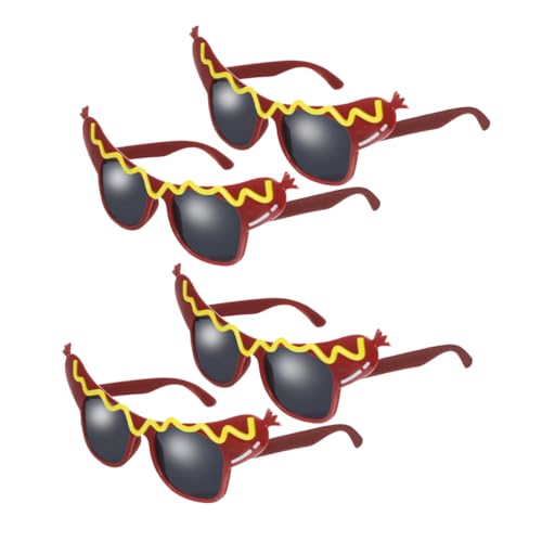 Yardenfun 4 Stück Lustige Hot Dog Brille Teiliges Auffällige Sonnenbrille für Erwachsene Kreatives Foto Requisit Leicht und für Halloween Geburtstag und Fasching von Yardenfun