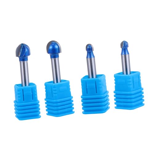 Yardenfun 4 Stück Teiliges Router Bit Schaft Hartmetall Fräser mit Doppel Flöte für Präzises Holzbearbeiten Rundes Nutfräsen Glatte Oberflächen Geeignet für MDF Spanplatten Vollholz von Yardenfun