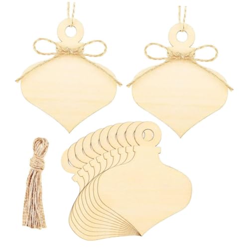 Yardenfun 40 Stück Teiliges DIY Holzanhänger Glühbirnenform mit Loch und Kordel Natürliche Holzscheiben zum Bemalen Vielseitige Party Weihnachtsbaumdekoration Kreative Bastelideen für Feste von Yardenfun