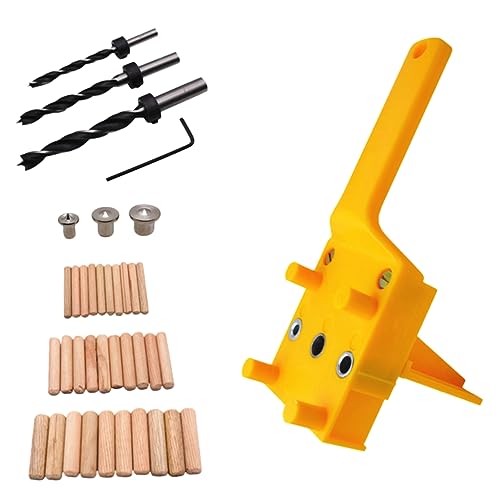 Yardenfun 41 Stück Teiliges Holzbrett Bohrloch Positioniererset Gelber Gerader Bohrloch Locator Präzises Holzbearbeitungswerkzeug für Schräge Bohrungen Bohrer und Ringen Verschleißfest und von Yardenfun