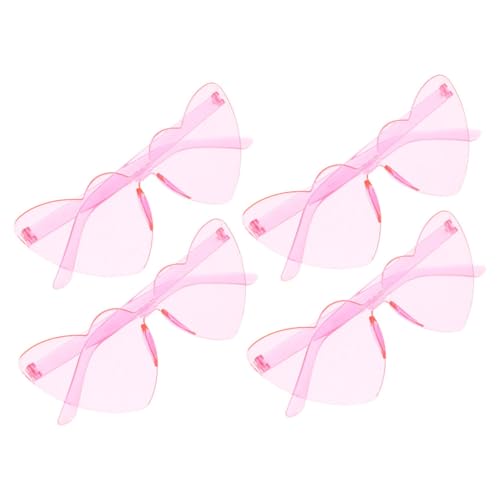 Yardenfun 4Stücke Randlose Sonnenbrillen Herzförmige Partybrillen Candy Farben Trendige Damen Sonnenbrille für Outdoor Karneval Mottopartys Langlebiges von Yardenfun