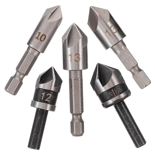 Yardenfun 5Stücke Teiliges Senkerbohrer Set für Kegelsenker Präzise Anfasen für Holz und Metallverarbeitung Langlebige für und Bastler von Yardenfun
