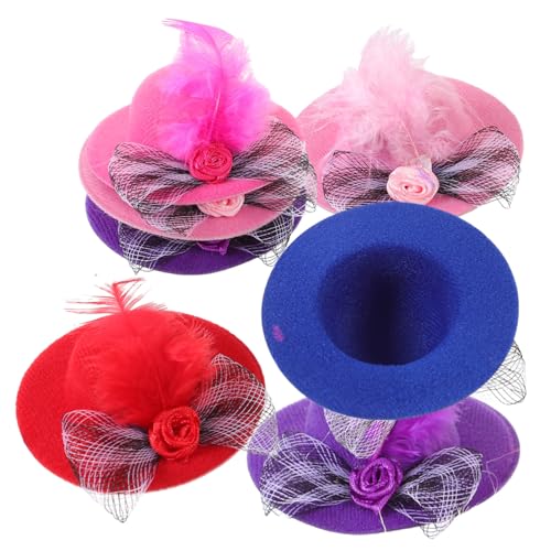 Yardenfun 6 Stück Mini Puppenhüte Bunte DIY Bastelhüte für Puppen Dekoration Mini Top Hats für Tea Party Zubehör von Yardenfun