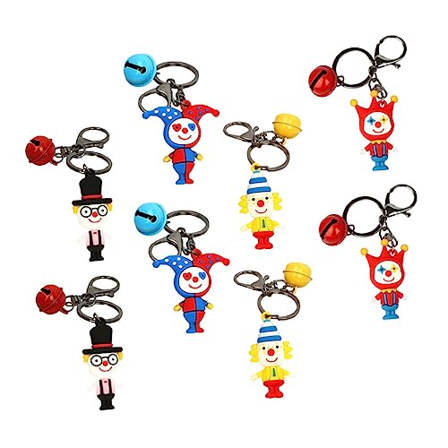 Yardenfun 8 Stück Teiliges Clown Schlüsselanhänger Lustige Clown Puppen Anhänger Strapazierfähige Schlüsselringe mit Glocke Rucksack Dekoration oder für Kinderpartys von Yardenfun
