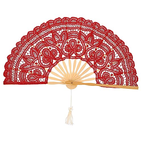 Yardenfun Vintage Spitzen Faltfächer Spitze Eleganter Handgefertigter Fächer Für Hochzeiten Und Dekoration Leicht Und Tragbar Für Tänzer Und Bühnenaufführungen von Yardenfun