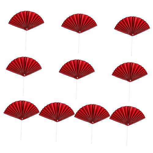 Yardenfun Fan Förmige Tortendeko Teiliges Rote Kuchenstecker für Geburtstagsfeiern Sichere Papier Tortenpicker für Hochzeiten und Partys von Yardenfun