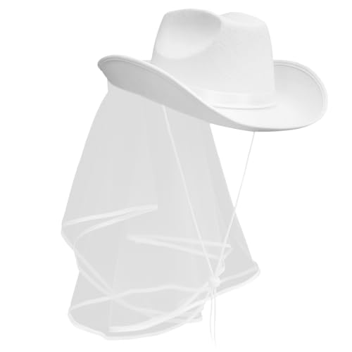 Yardenfun Gastgeschenke Weißer Cowboyhut Mit Schleier Western Cowgirl Cowboyhut Cowgirlhut Hüte Yardenfun Gastgeschenke Weißer Cowboyhut Mit Schleier Western Cowgirl Cowboyhut Cowgirlhut Hüte von Yardenfun