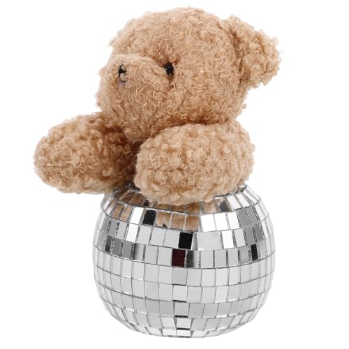 Yardenfun Glas Disco Bär Dekofigur mit Spiegeloberfläche Leichte Verschleißfeste Tischdekoration für Schreibtisch und Party Multifunktionales Ornament für Zuhause Büro und Feierlichkeiten von Yardenfun
