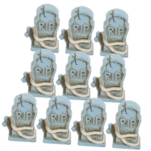 Yardenfun Halloween Grabstein Requisiten Set 10 Stücke Harz Dekorative Grabsteine ​​Friedhof Thema von Yardenfun