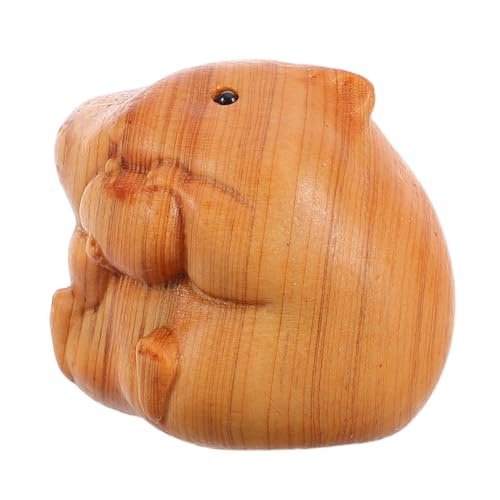 Yardenfun Handgeschnitzte Holzfigur Hamster Miniatur Holzskulptur Tierdekoration für Schreibtisch Auto Armaturenbrett Holzkunst Handarbeit von Yardenfun