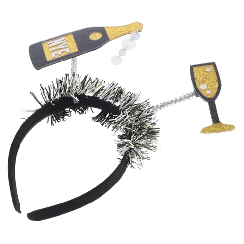 Yardenfun Happy Year Stirnband Weinflasche Design Party Haarreif Festliche Kopfbedeckung Silvester Kostüm Zubehör für Damen und Herren Langlebig Vielseitig Einsetzbar für Neujahrsfeiern von Yardenfun