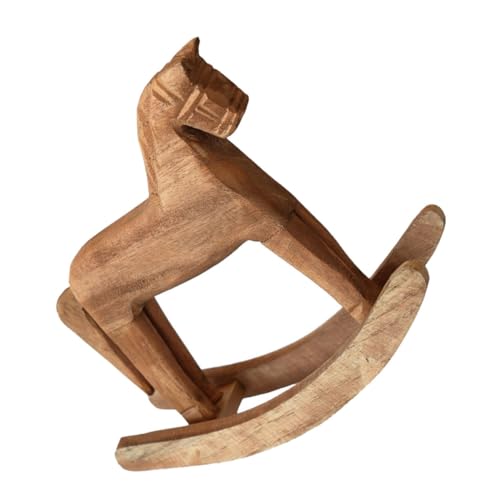 Yardenfun Holz Schaukelpferd Tischdeko Handgeschnitzte Holzfigur Mediterranes Design für Zuhause Büro Garten Einzigartiges Leichtes Ornament mit Bunten Details für Pferdeliebhaber Kreative von Yardenfun