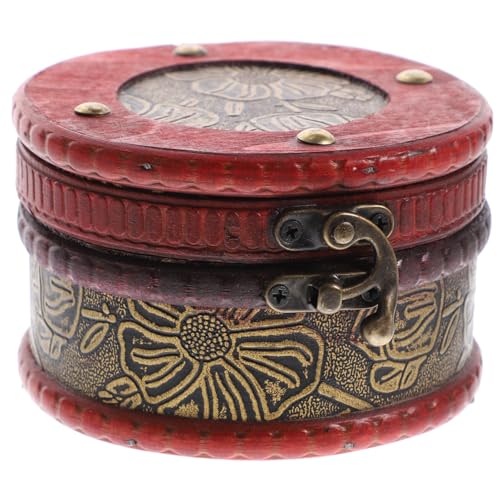 Yardenfun Holz Schmuckkästchen Rund Vintage Schmuckaufbewahrung für Ringe Ohrringe Handliche Truhe mit Deckel Sortierbox für Schmuck Kleinteile von Yardenfun