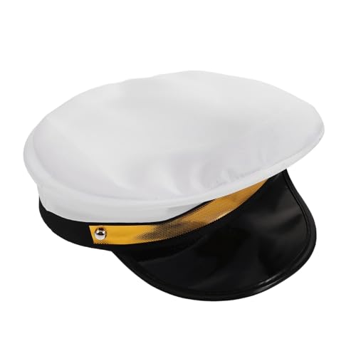 Yardenfun Kapitänsmütze Weiß für Karneval Party Cosplay Erwachsene Unisex Matrosenhut Klassisch Dekorativ Alltag und Bühnenperformance von Yardenfun