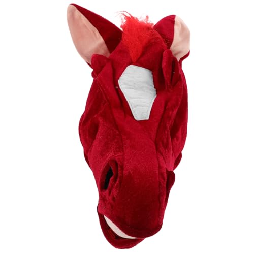 Yardenfun Pferdekopf Hut Neujahr Tierkostüm Tiermaskottchen Mütze Weiches Cosplay Kopfbedeckung Party Zubehör Bühne Verkleidung von Yardenfun