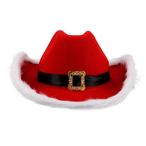 Yardenfun Rotes Cowgirl Weihnachtsmütze mit Weißer Krempe aus Komfortablem Vliesstoff Westernhut für Damen und Herren Festlicher Cowboyhut für Weihnachtskostümpartys und Western Events Yardenfun Rotes Cowgirl Weihnachtsmütze mit Weißer Krempe aus Komfortablem Vliesstoff Westernhut für Damen und Herren Festlicher Cowboyhut für Weihnachtskostümpartys und Western Events von Yardenfun
