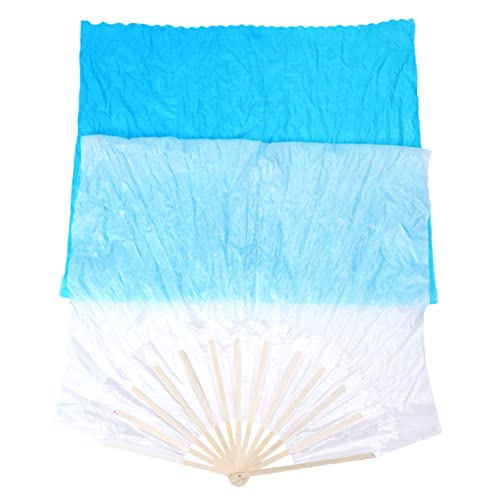 Yardenfun Verlängerte Bauchtanz Fächer Seide mit Bambusrahmen Gradient Farbfächer für Frauen Weiß Gradual Blau Yardenfun Verlängerte Bauchtanz Fächer Seide mit Bambusrahmen Gradient Farbfächer für Frauen Weiß Gradual Blau von Yardenfun